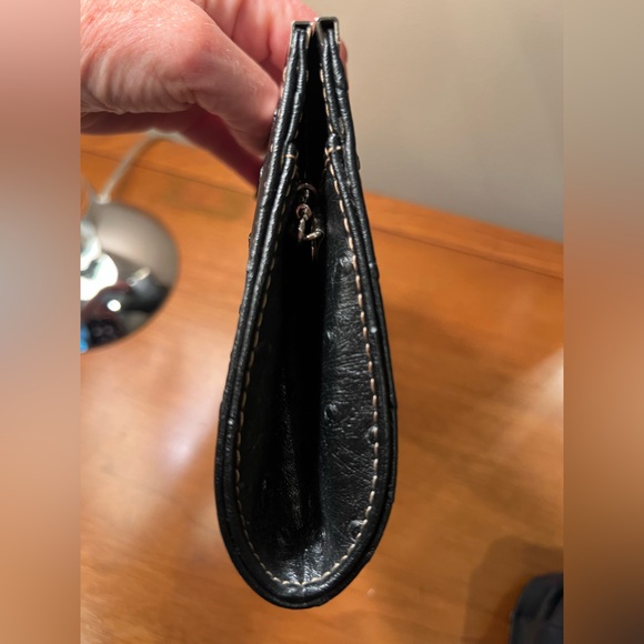 Vintage Black Leather Ostrich Embossed Clutch Bag - Picture 5 of 8